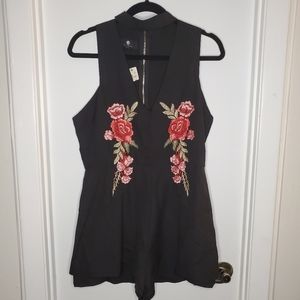 Black floral romper